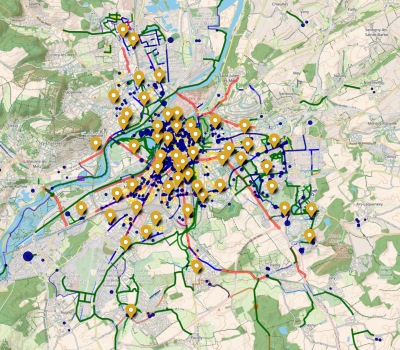 Carte des aménagements cyclable de ville de Metz
